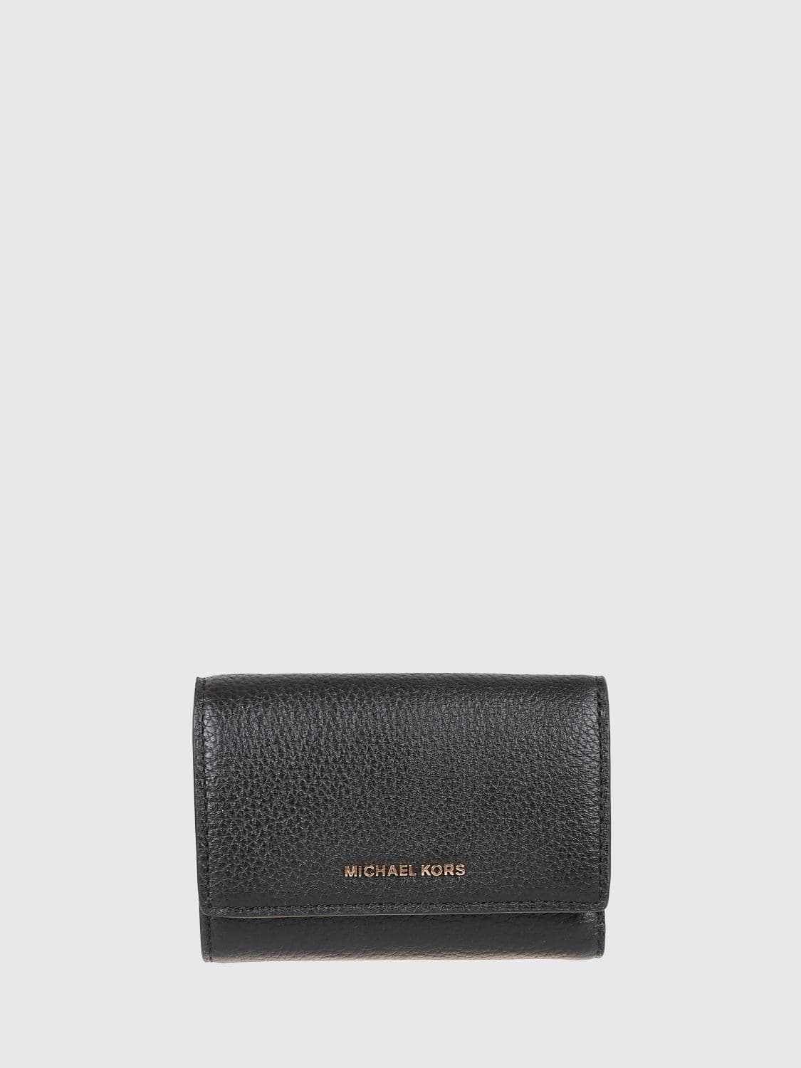 Michael Kors Bryant Leather Tri-Fold Wallet with Metal Logo and Button