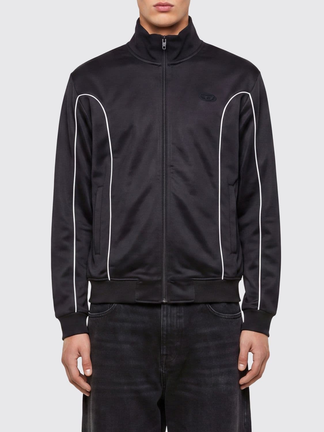 Diesel S-Locking-DO Zip-Up Sweatshirt in Cotton Blend with Oval D Logo