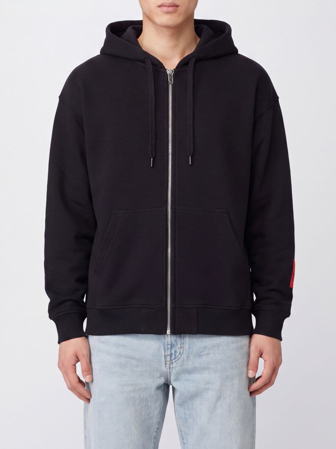 Diesel Relaxed Fit Cotton Zip-Up Hoodie with Logo Detail