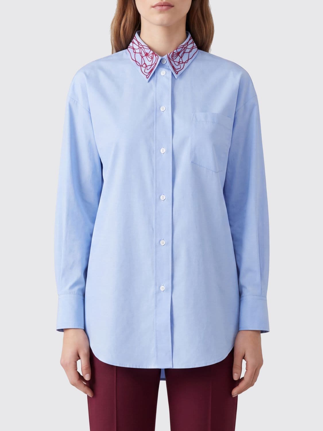Fabiana Filippi Cotton Poplin Shirt with Embroidered Classic Collar