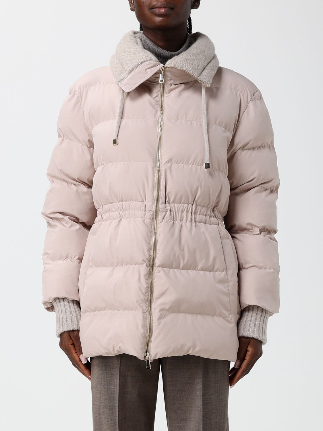 Fabiana Filippi Short Quilted Down Jacket in Ultra-Light Nylon with High Neck
