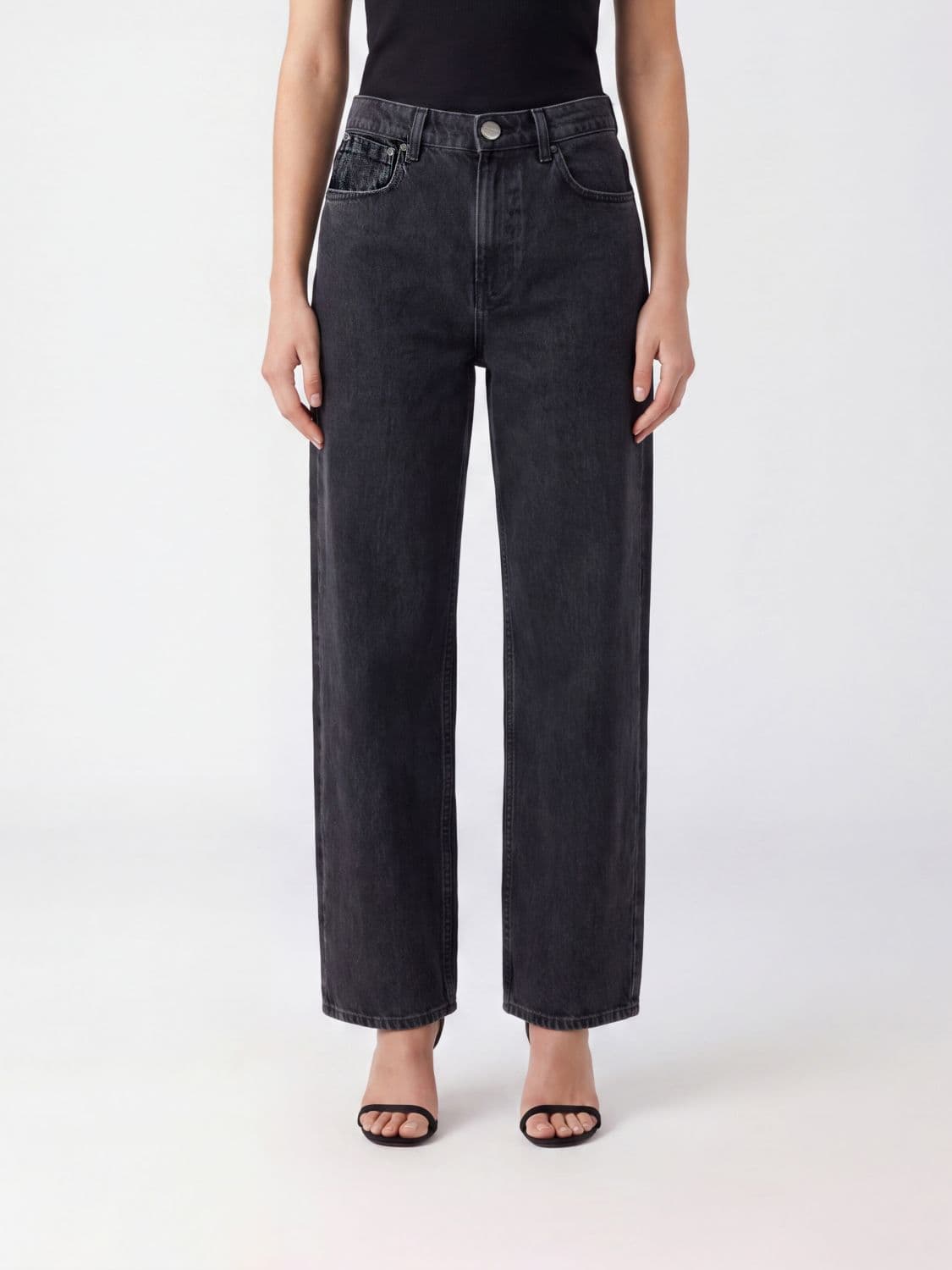 Jil Sander Mid-Rise Straight-Leg Jeans in Black Cotton Denim with 5 Pockets