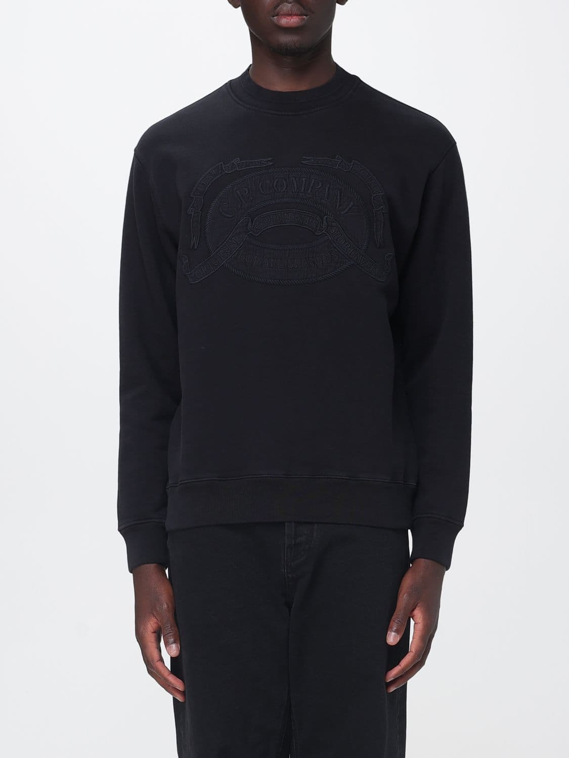 C.p. Company C. P. COMPANY Cotton Crewneck Sweatshirt with Tone-on-Tone Embroidered Logo