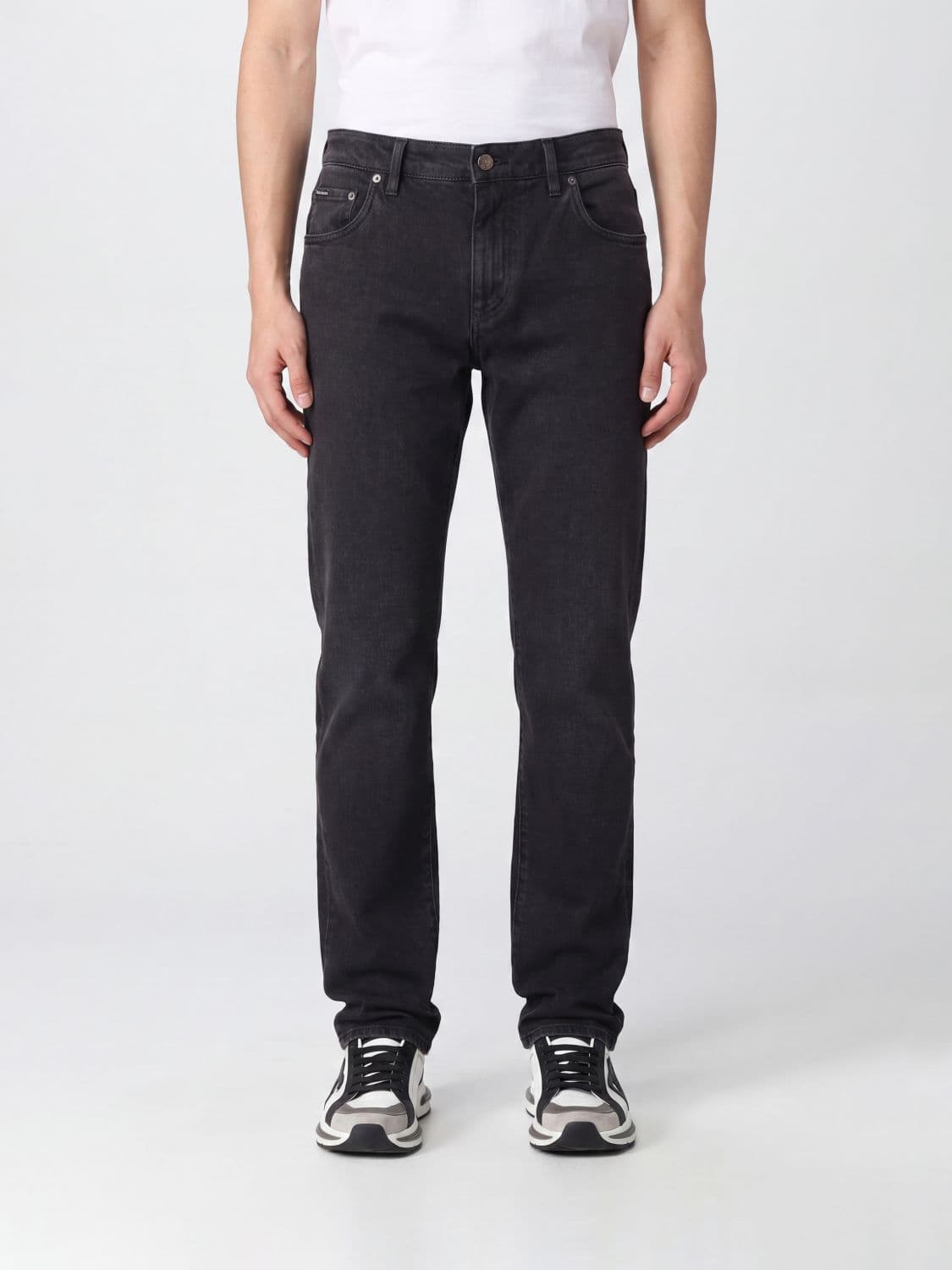 Dolce & Gabbana Slim Fit Stretch Denim Jeans with Logo Plaque on the Back