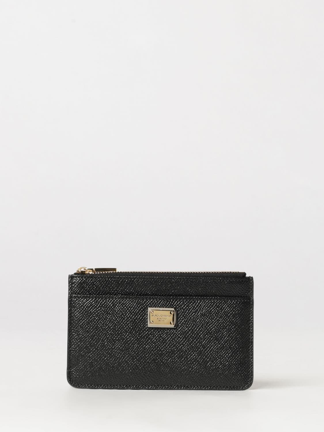 Dolce & Gabbana Grained Calfskin Card Holder with Zip Pocket and Logo · OS