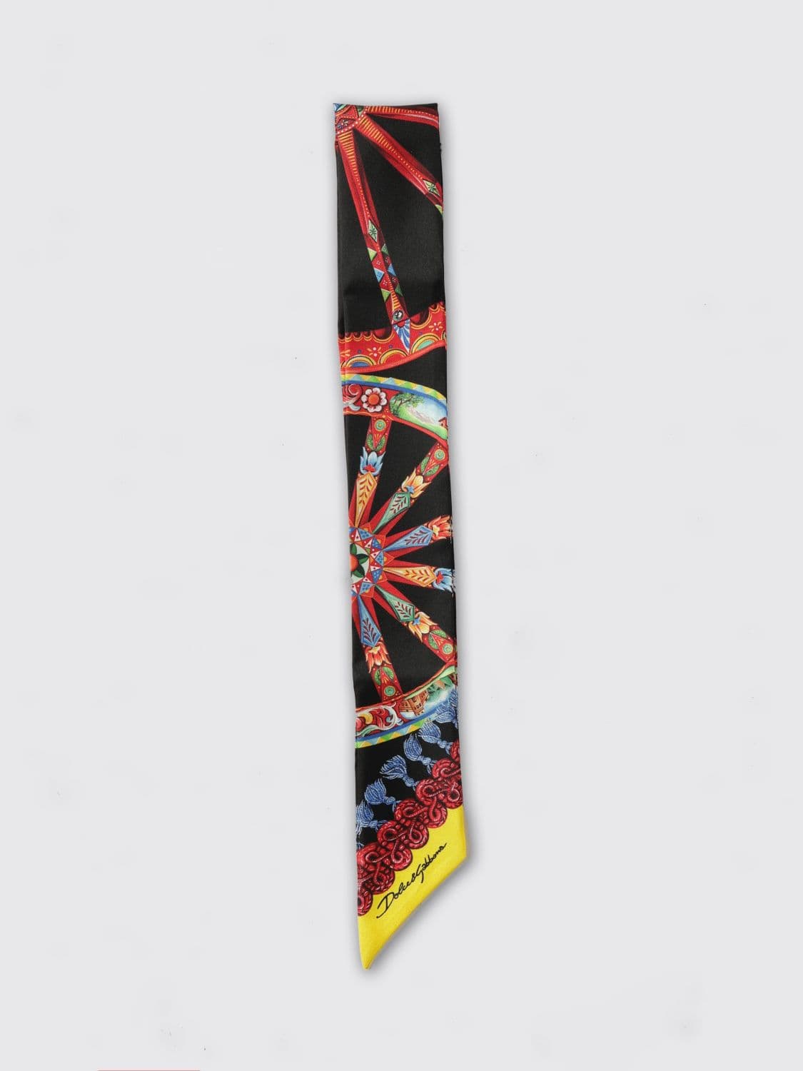 Dolce & Gabbana Rectangular Bandeau in Pure Silk with Sicilian Cart Print · OS