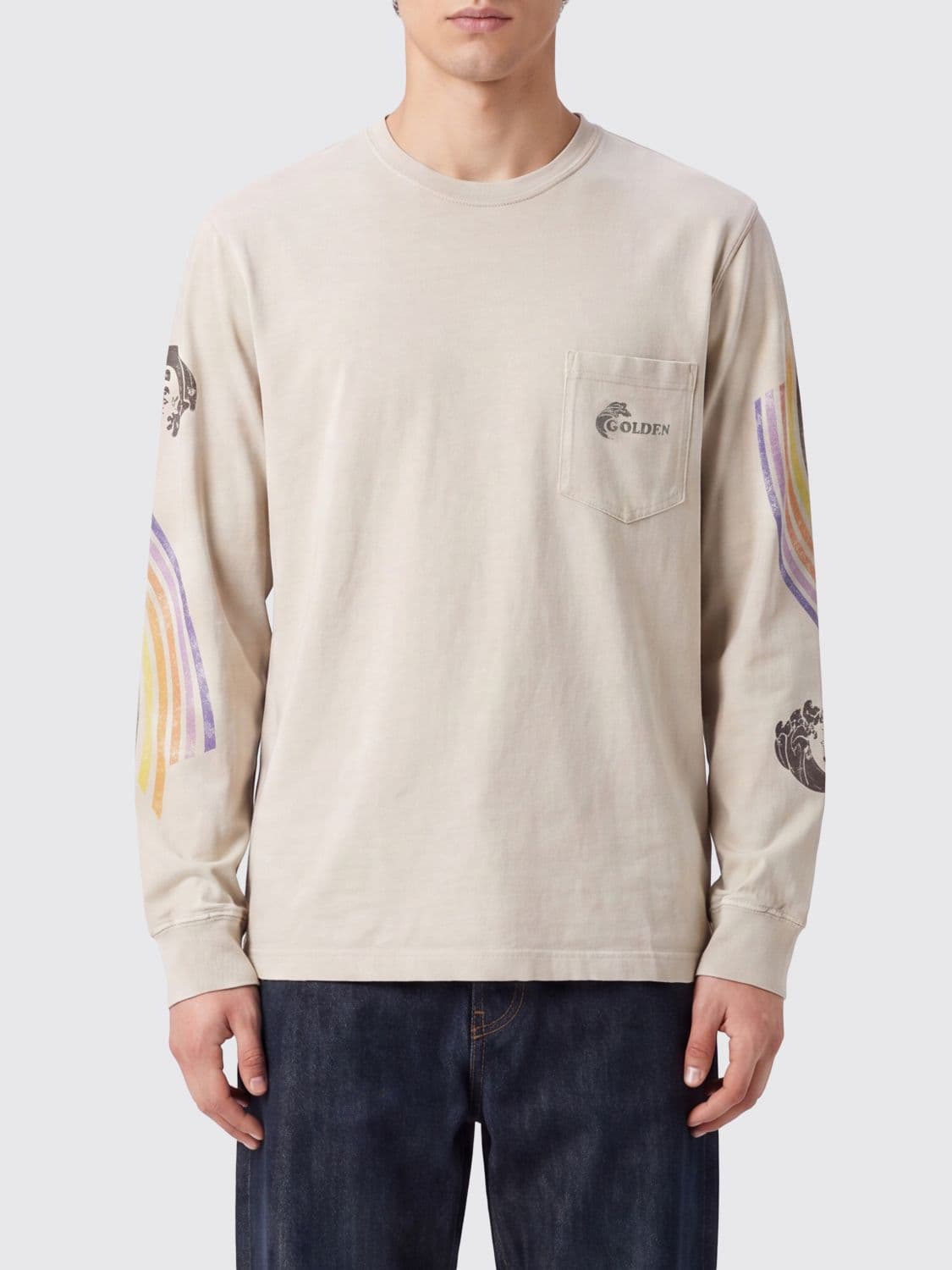 Golden Goose Long-Sleeved Cotton T-Shirt with Contrast Logo