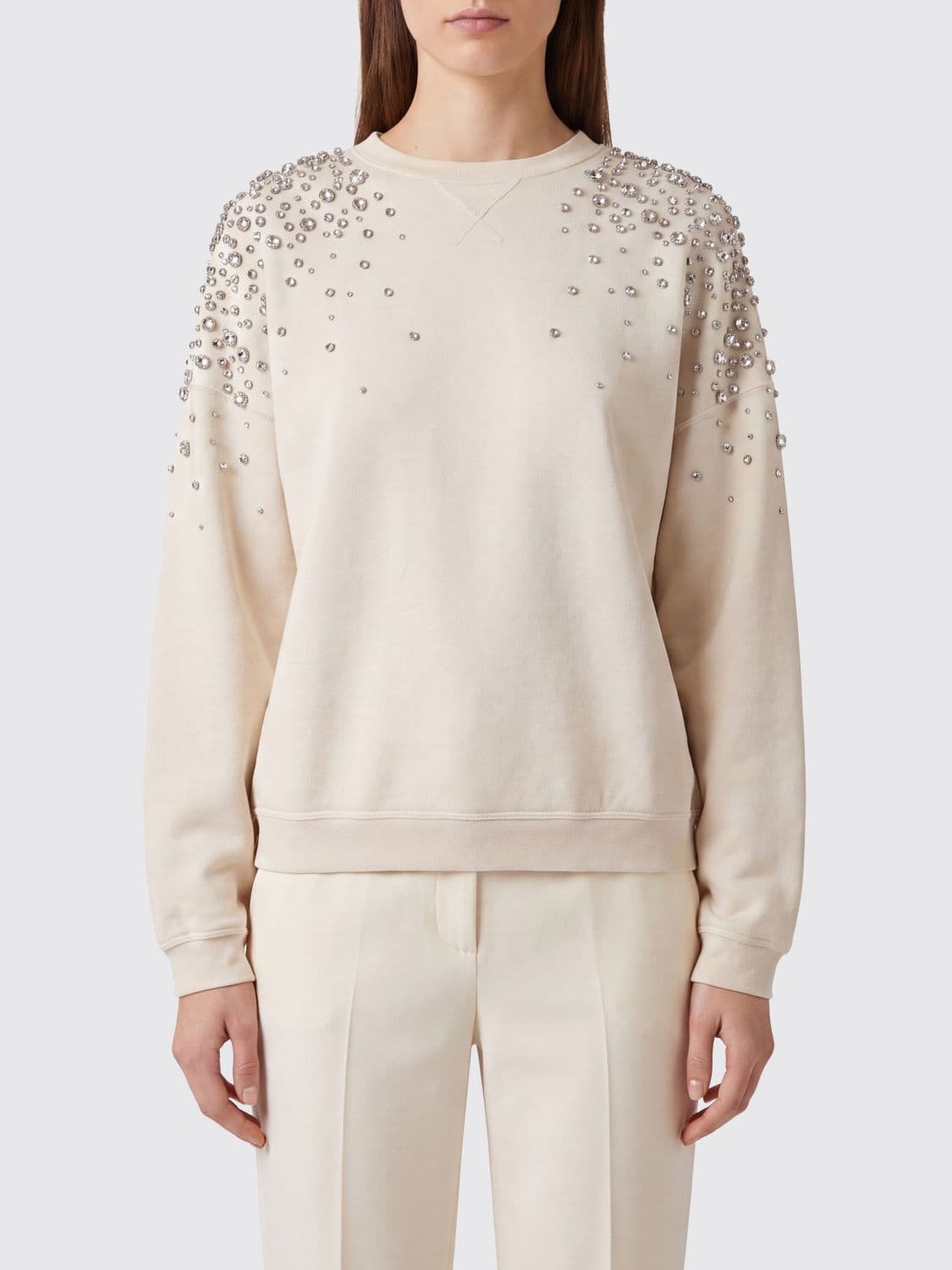 Golden Goose Cotton Crewneck Sweatshirt with Crystal Embellishments