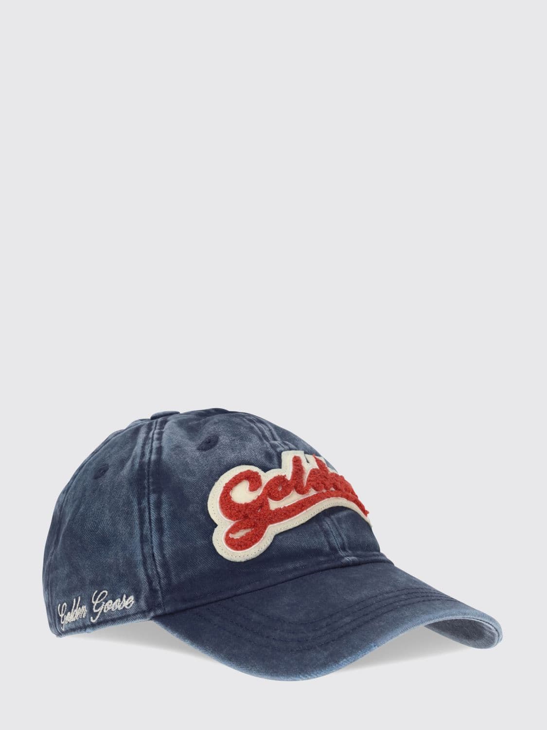 Golden Goose Vintage Denim Baseball Cap with Embroidered Logo Patch