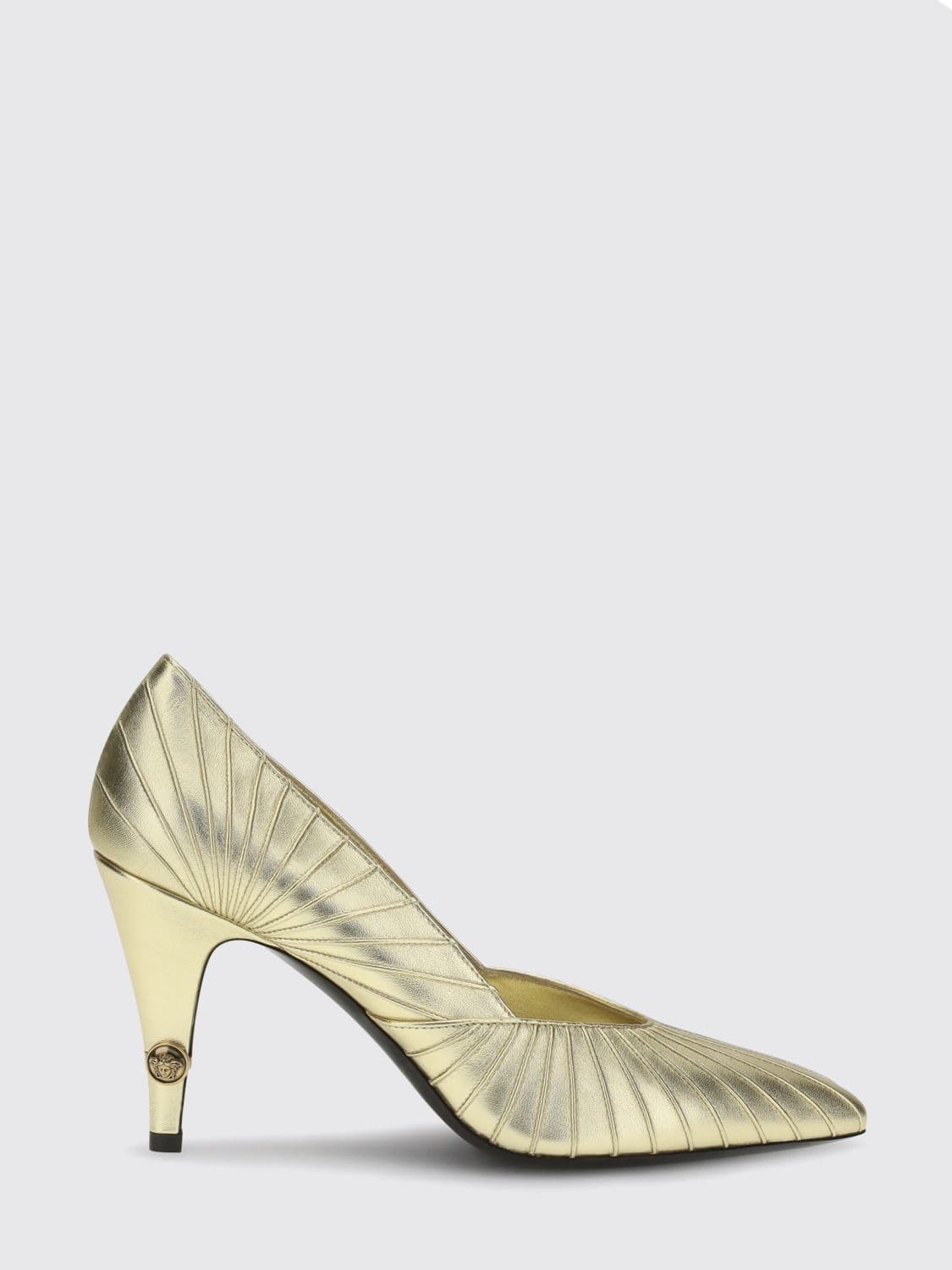 Versace Gianni Draped Laminated Leather Pumps with High Cone Heel