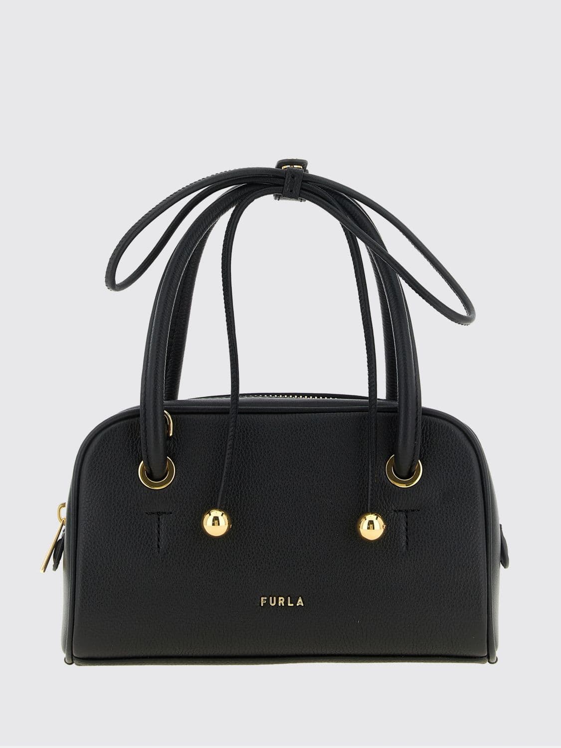 Furla Poppy Mini Full-Grain Leather Handbag with Double Handle and Shoulder Strap · OS