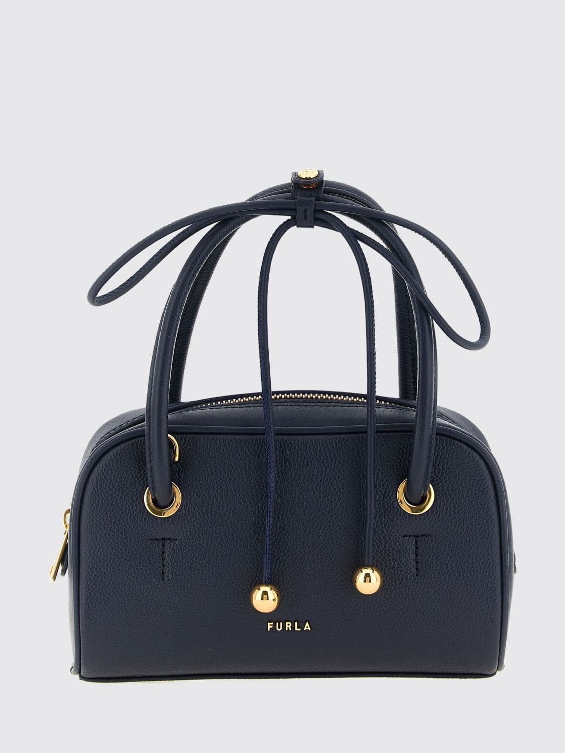 Furla Poppy Mini Full-Grain Leather Handbag with Double Handle and Shoulder Strap · OS
