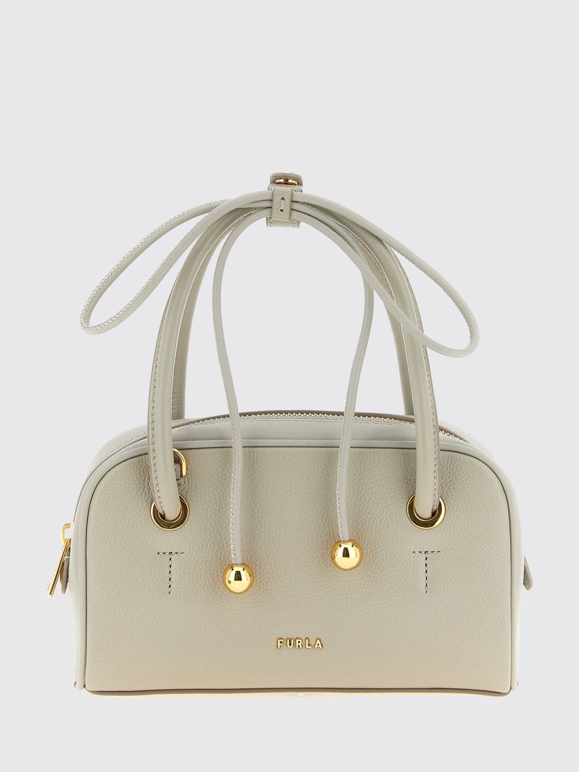 Furla Poppy Mini Full-Grain Leather Handbag with Double Handle and Shoulder Strap · OS