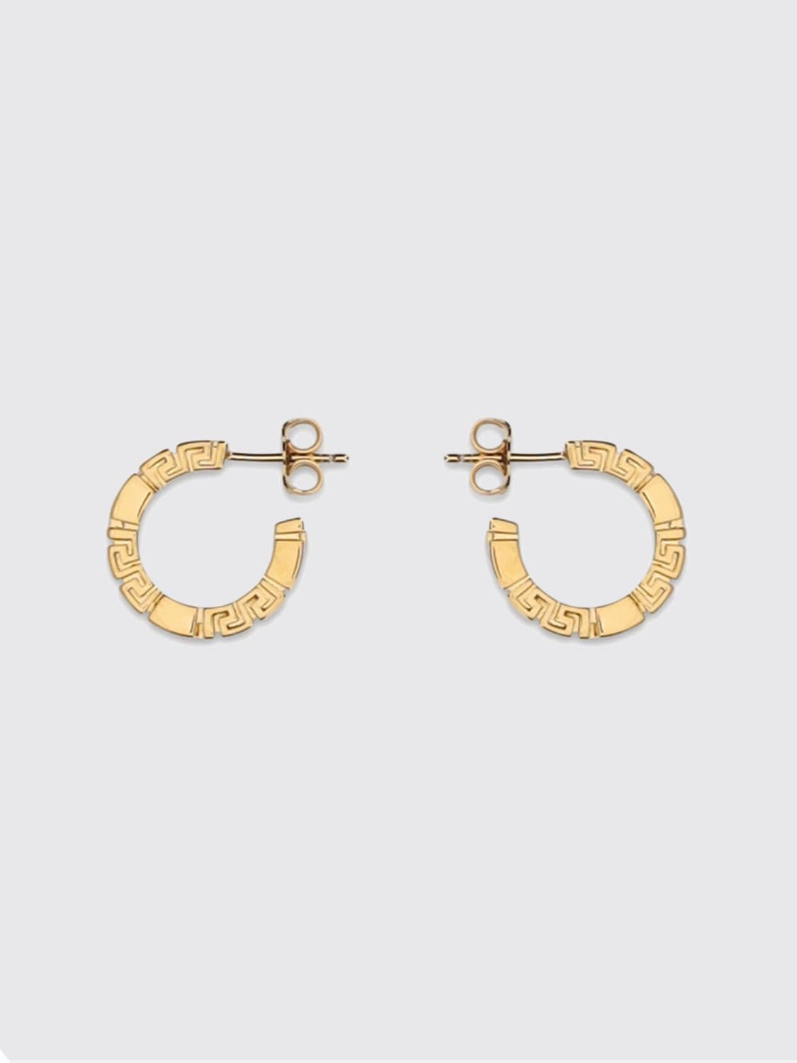 Versace Gold-Tone Metal Hoop Earrings with Engraved Greca Pattern · OS