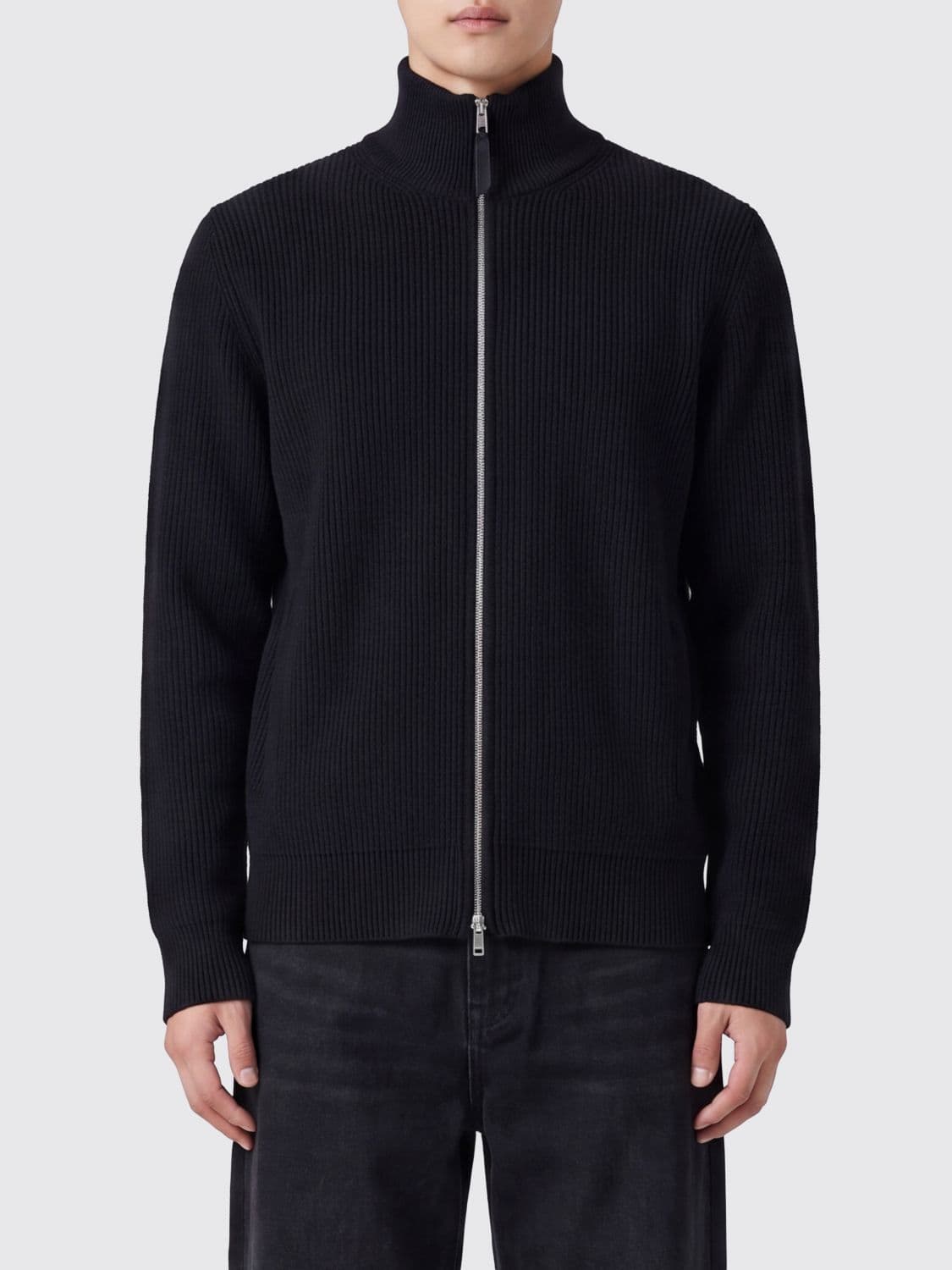 Maison Margiela Wool Cardigan with French Collar and Two-Way Zip