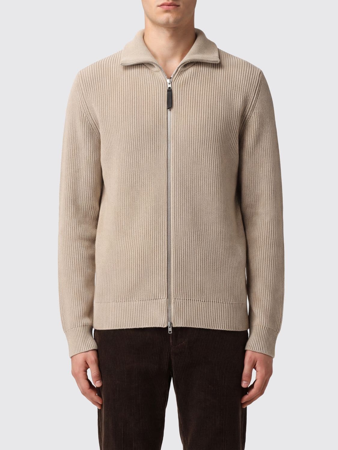 Maison Margiela Wool Cardigan with French Collar and Two-Way Zip