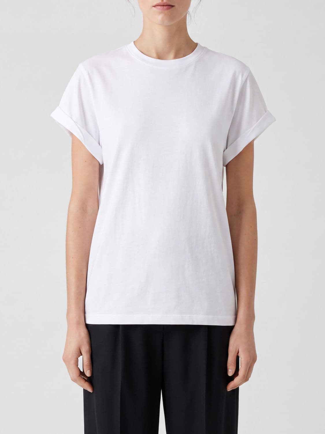 Victoria Victoria Beckham Cotton Crewneck T-shirt with Short Sleeves and Dropped Shoulders