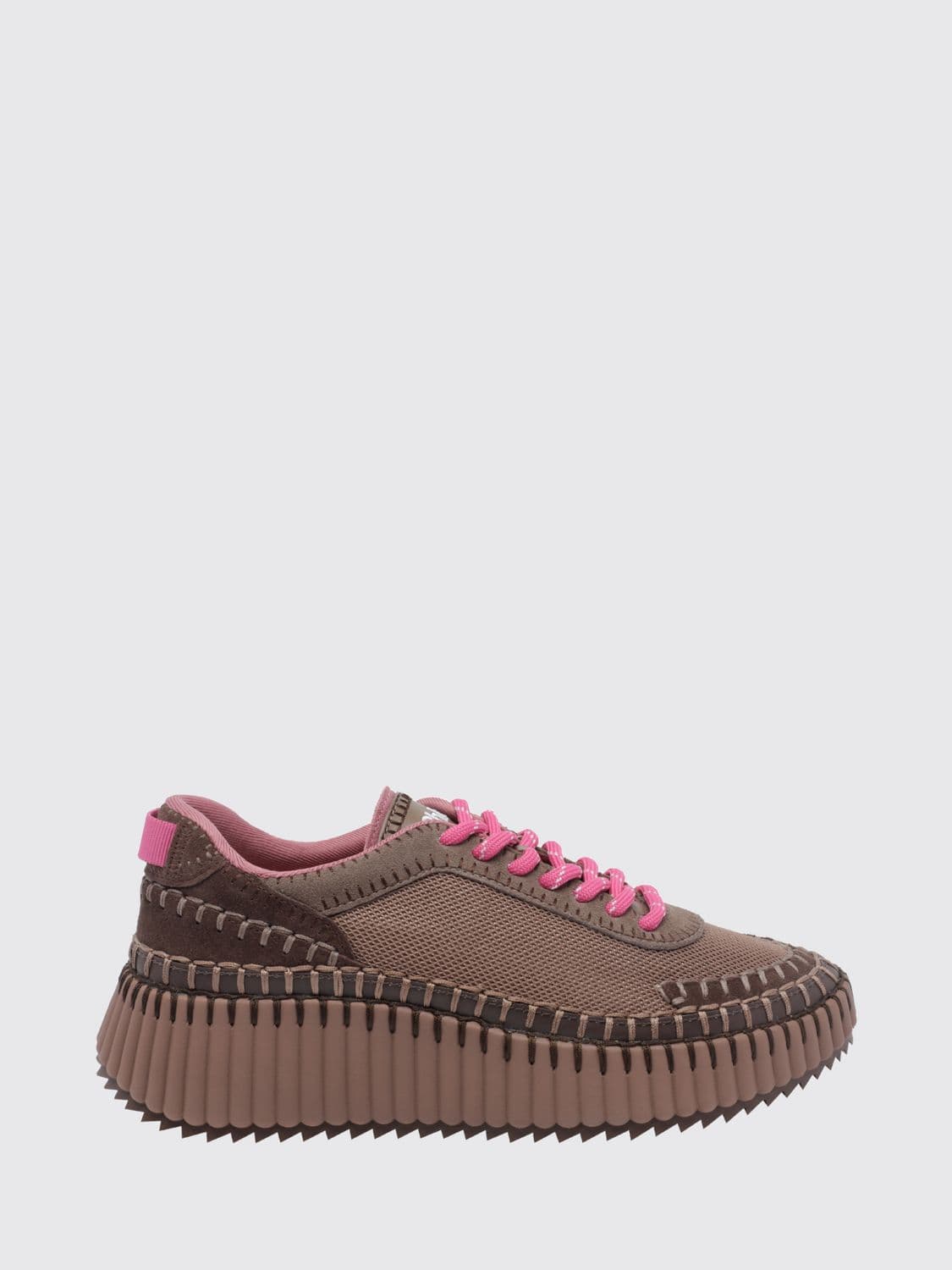 Chloé Nama Low Top Platform Sneakers in Suede and Mesh with Contrast Stitching · 37