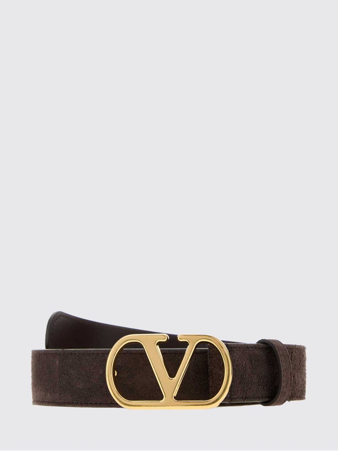 Valentino Garavani Suede Leather Belt with VLogo Signature Buckle