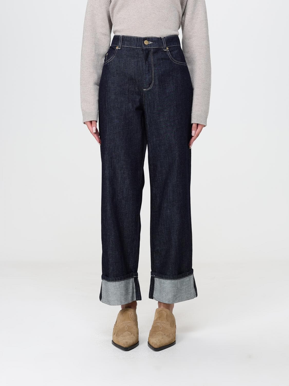 's Max Mara High-Waisted Cropped Wide-Leg Jeans in Cotton and Kapok Denim