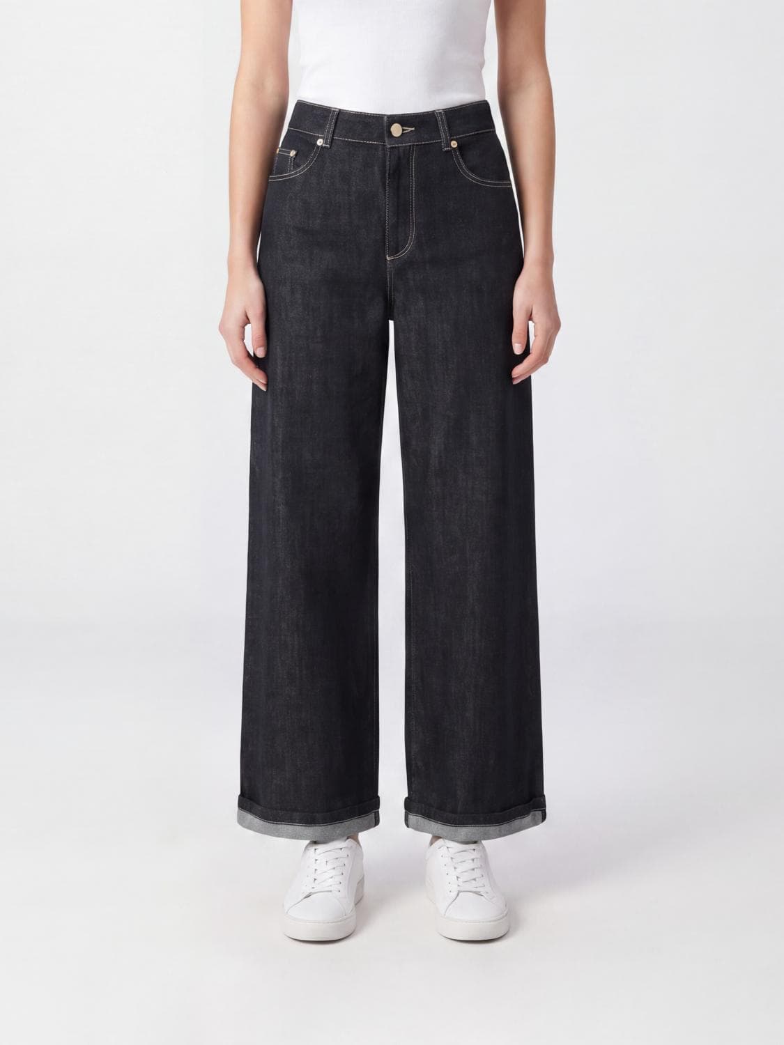 's Max Mara Mid-Rise Wide-Leg Jeans in Stretch Cotton Denim