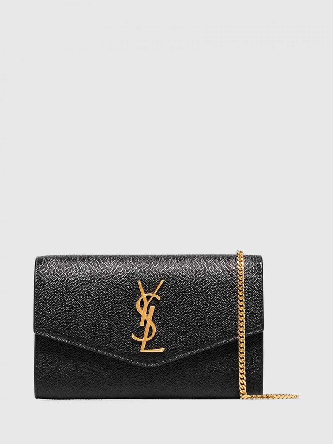 Saint Laurent Uptown Grain de Poudre Leather Pouch with YSL