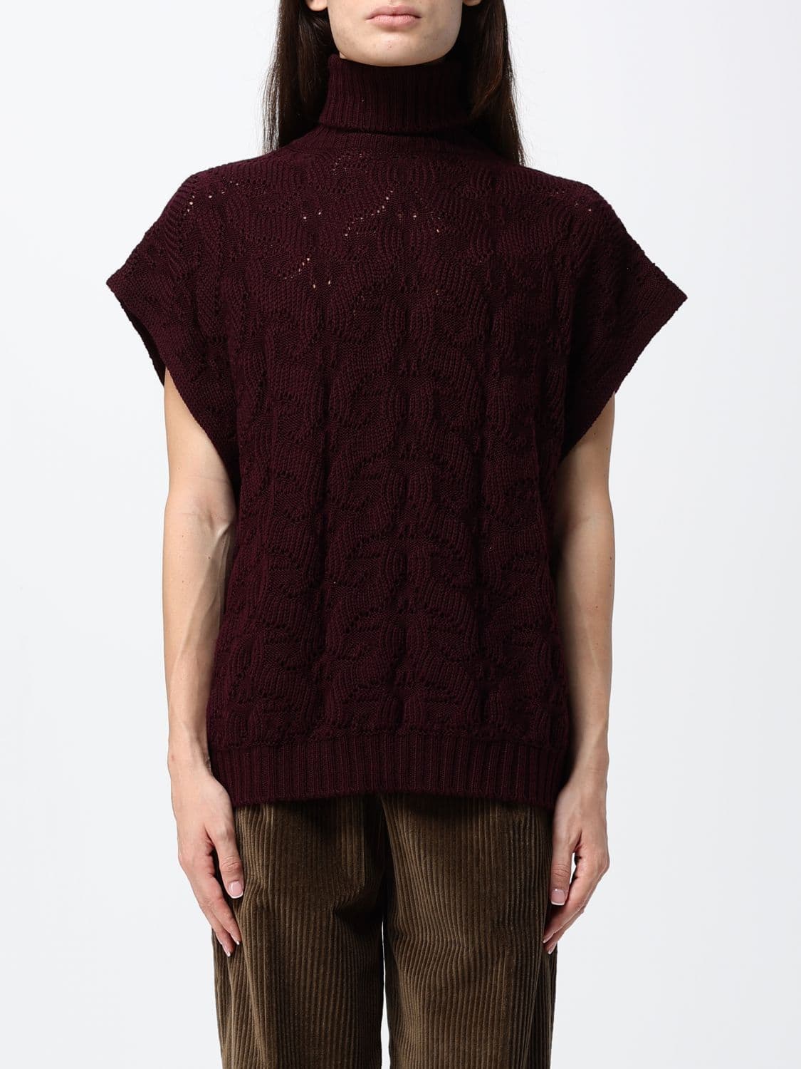 Etro Short-Sleeved Relaxed Fit Paisley Jacquard Roll Neck in Wool Blend