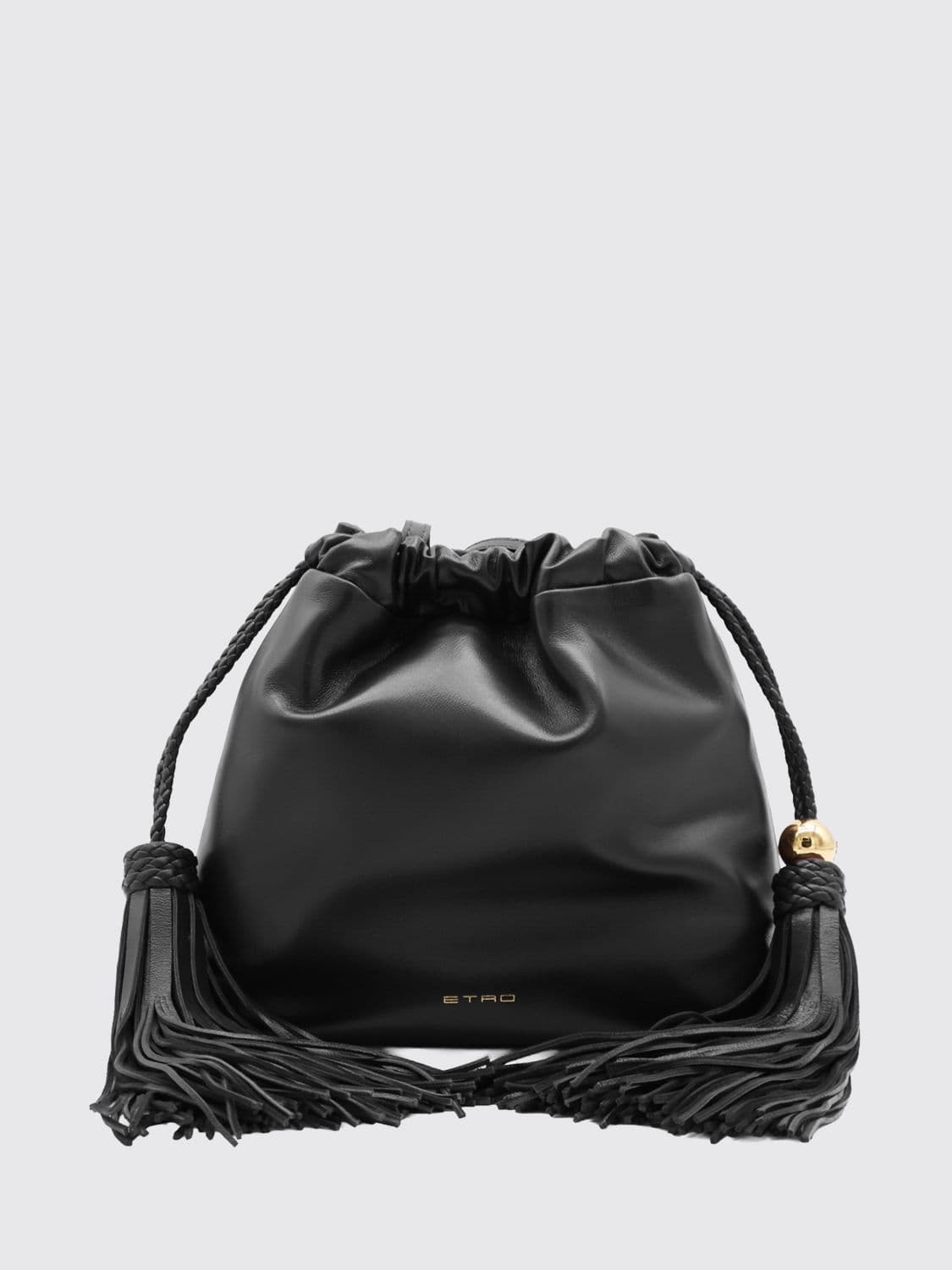 Etro Kalispera Mini Bucket Bag in Lambskin Leather with Tassels · OS