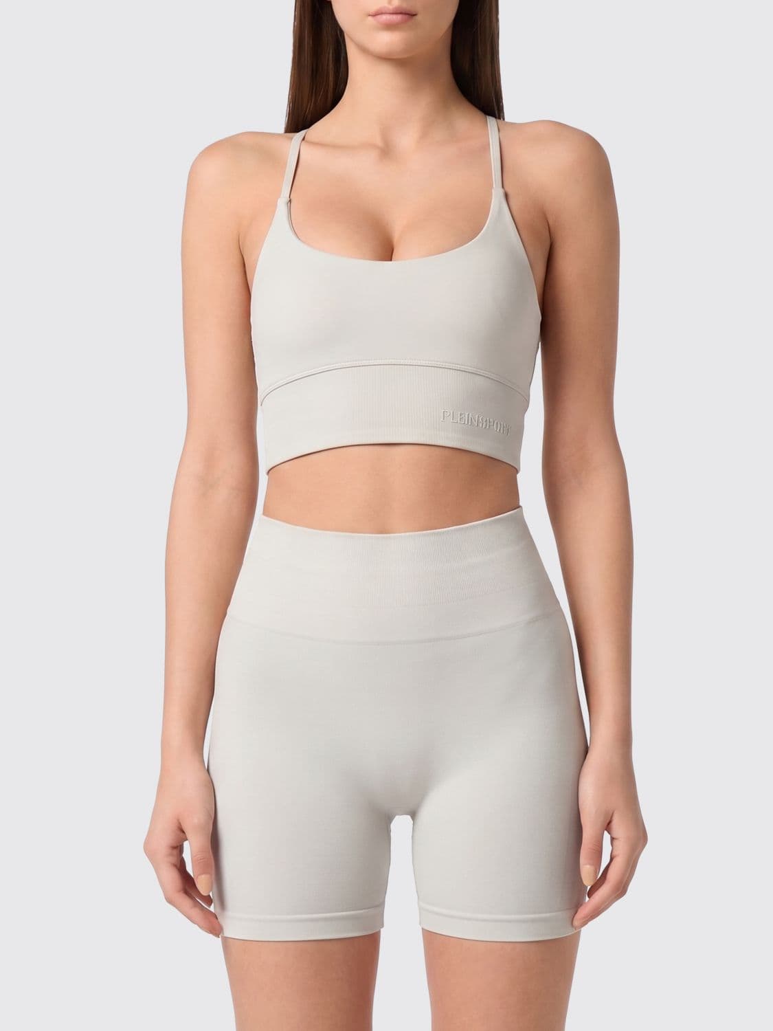 Plein Sport Cropped Sports Bralette Top with Criss-Cross Straps
