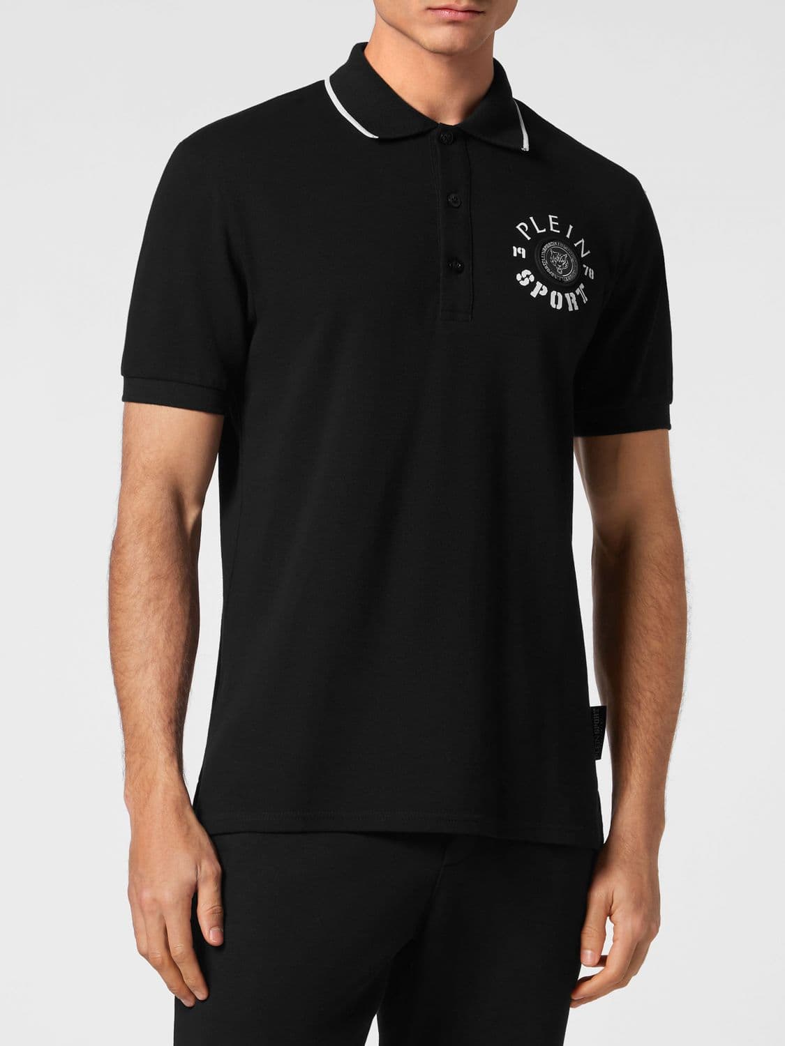 Plein Sport Short-Sleeve Cotton Polo Shirt with Classic Collar and Contrast Logo