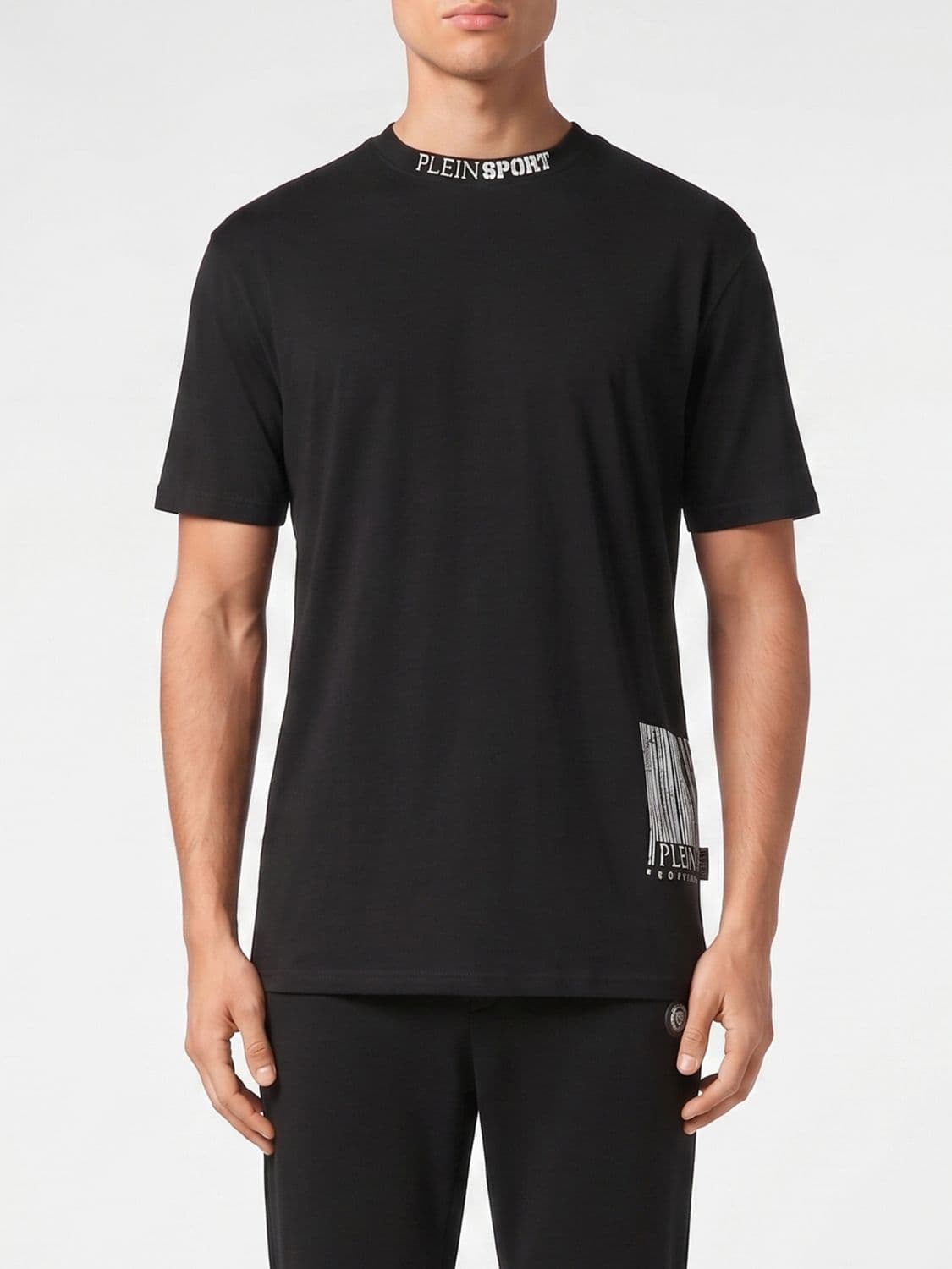 Plein Sport Slim Fit Cotton T-Shirt with Contrast Logo