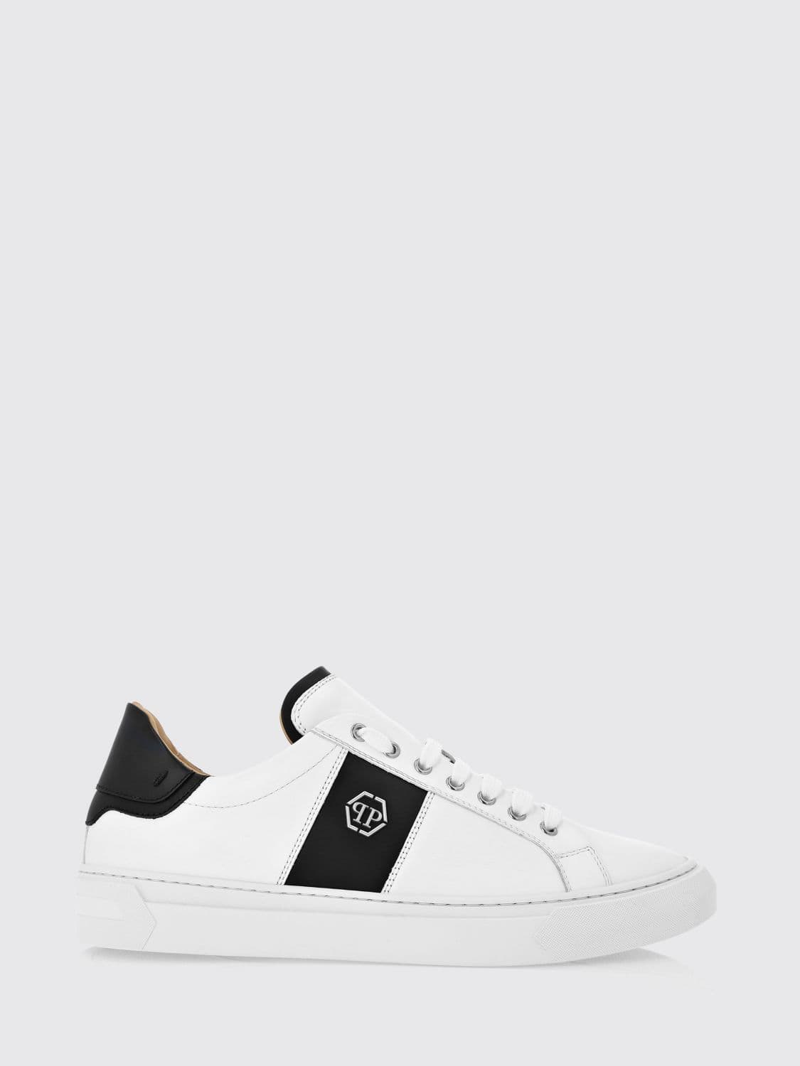 Philipp Plein Hexagon Monogram Logo Smooth Leather Low-Top Sneakers