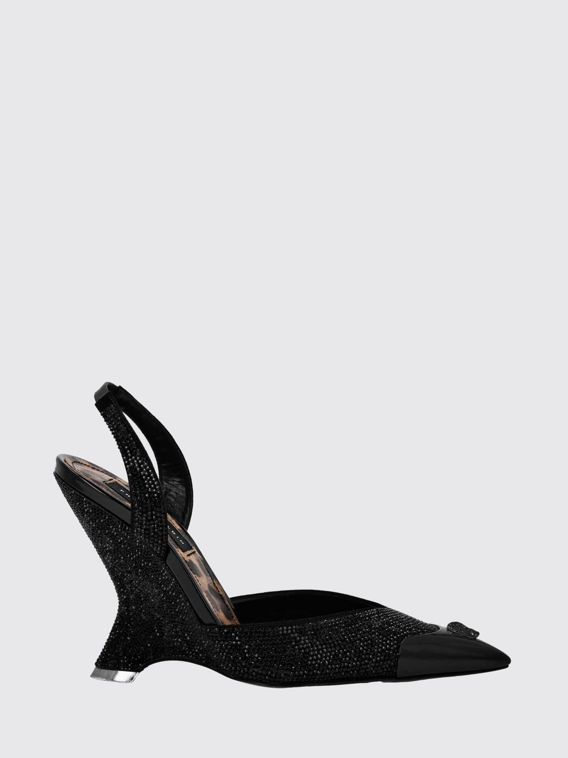 Philipp Plein Crystal-Embellished Suede Slingback Pumps with a High Heel