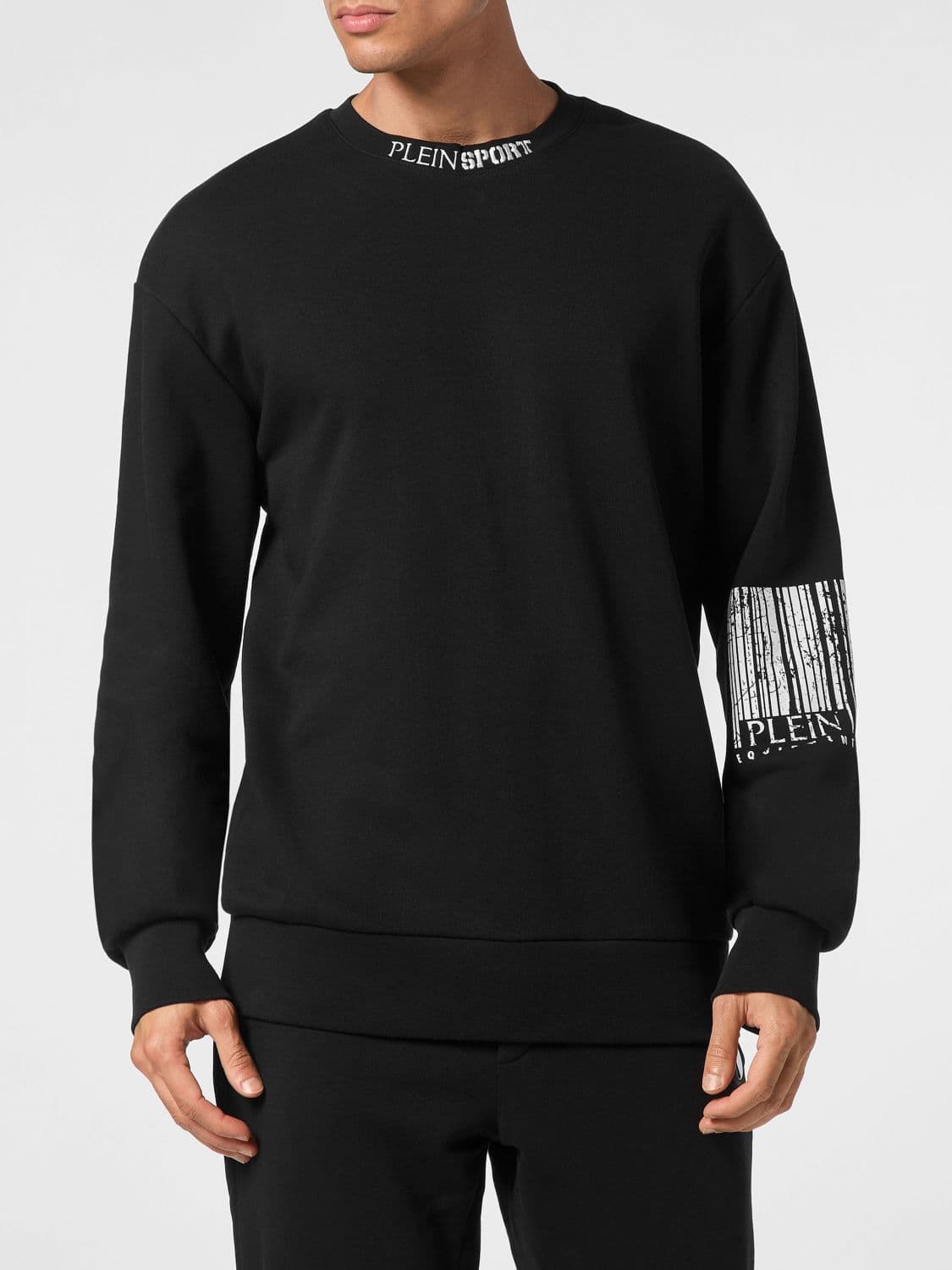 Plein Sport Graphic Print Crewneck Sweatshirt in Jersey with Contrasting Logo