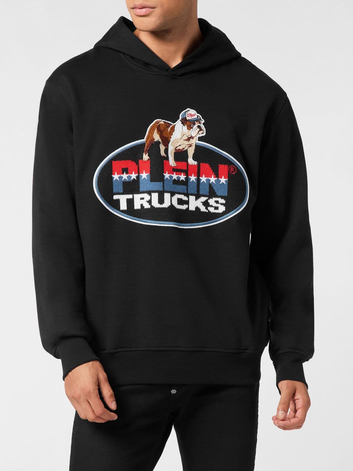 Philipp Plein Graphic Print Hooded Sweatshirt in Jersey with Contrasting Logo