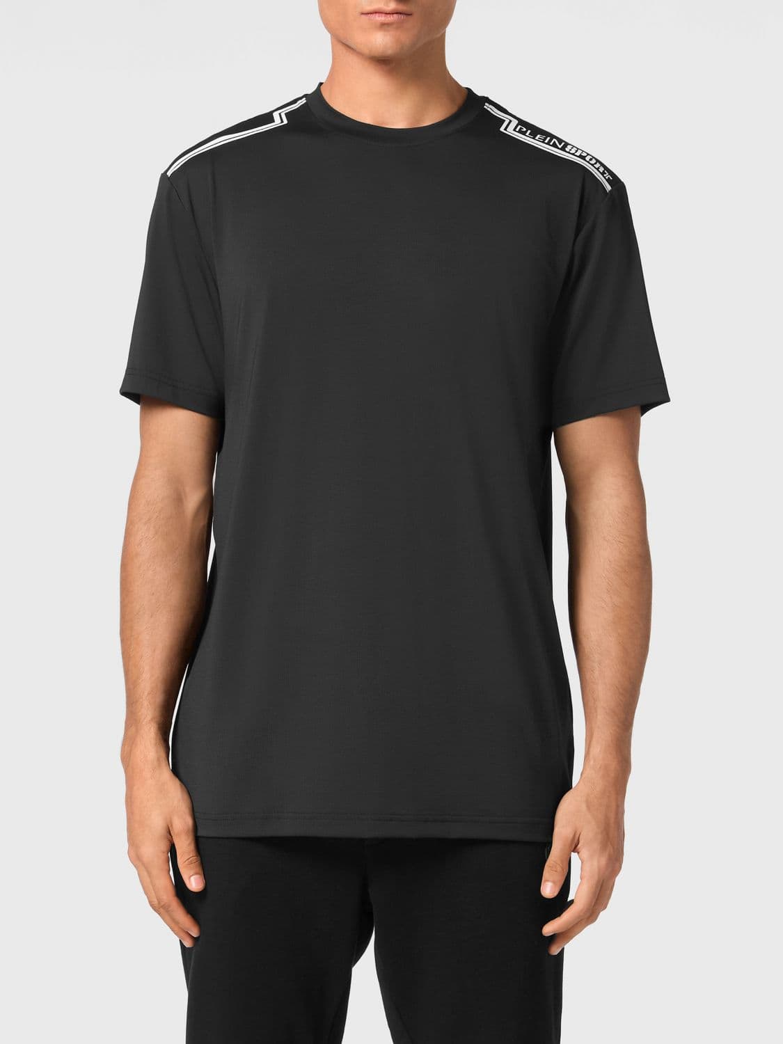 Plein Sport Slim Fit Cotton T-shirt with Contrast Logo Print