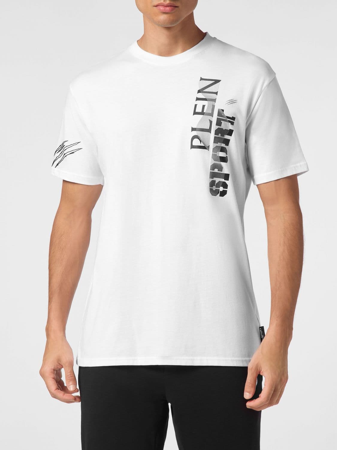 Plein Sport Slim Fit Cotton T-shirt with Contrast Logo Print
