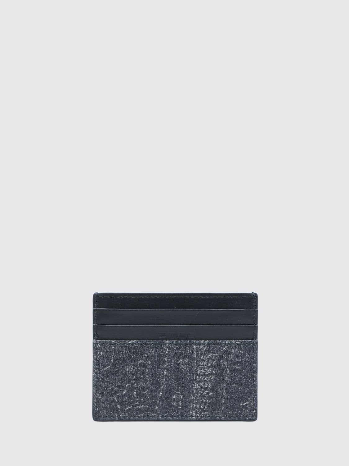 Etro Coated Cotton and Leather Card Holder with Iconic Paisley Print · OS