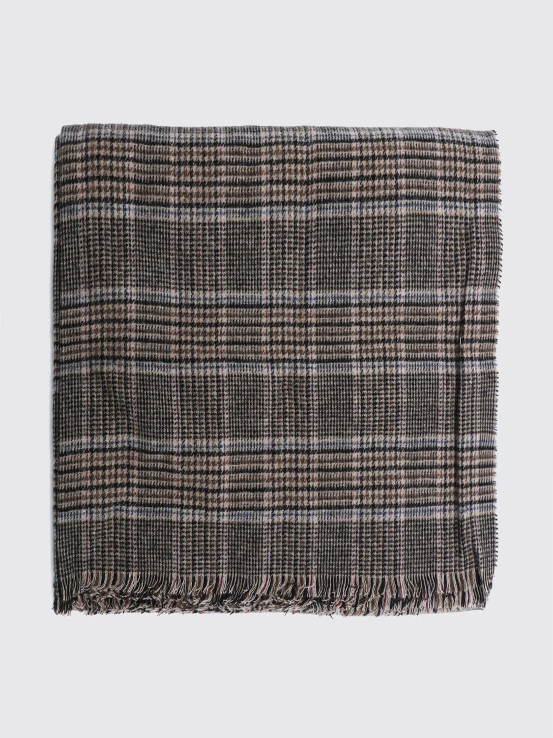 Brunello Cucinelli Fringed Prince of Wales Check Scarf in Pure Cashmere · OS