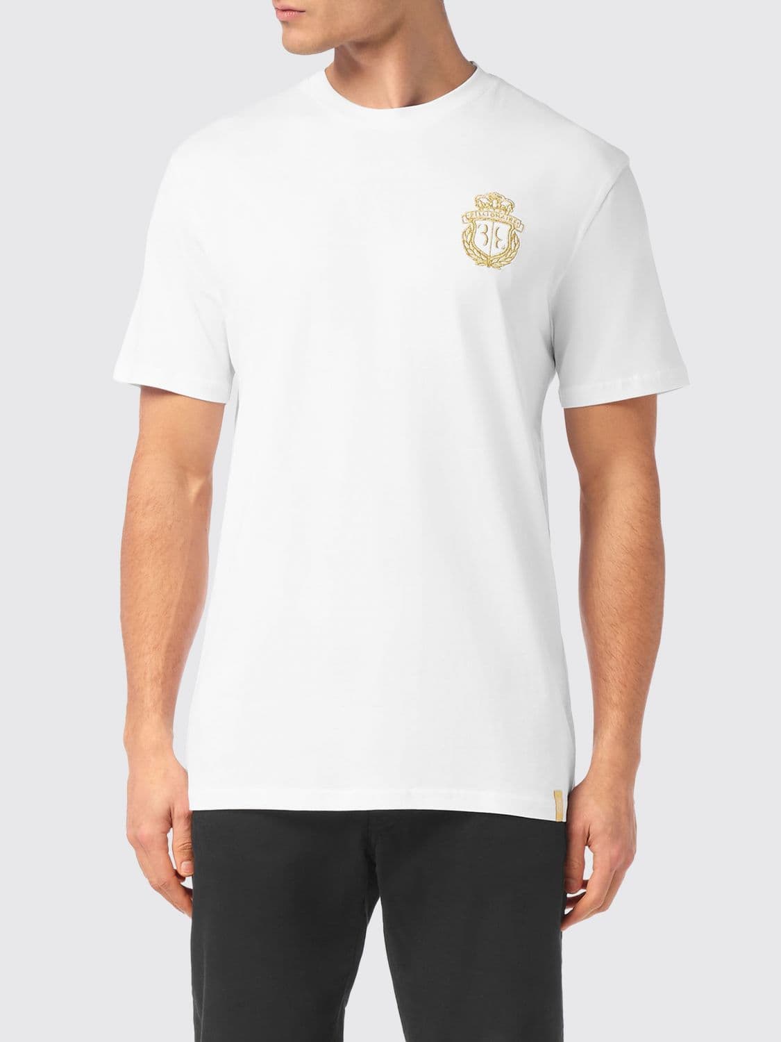 Billionaire Slim Fit Cotton T-Shirt with Embroidered Crest