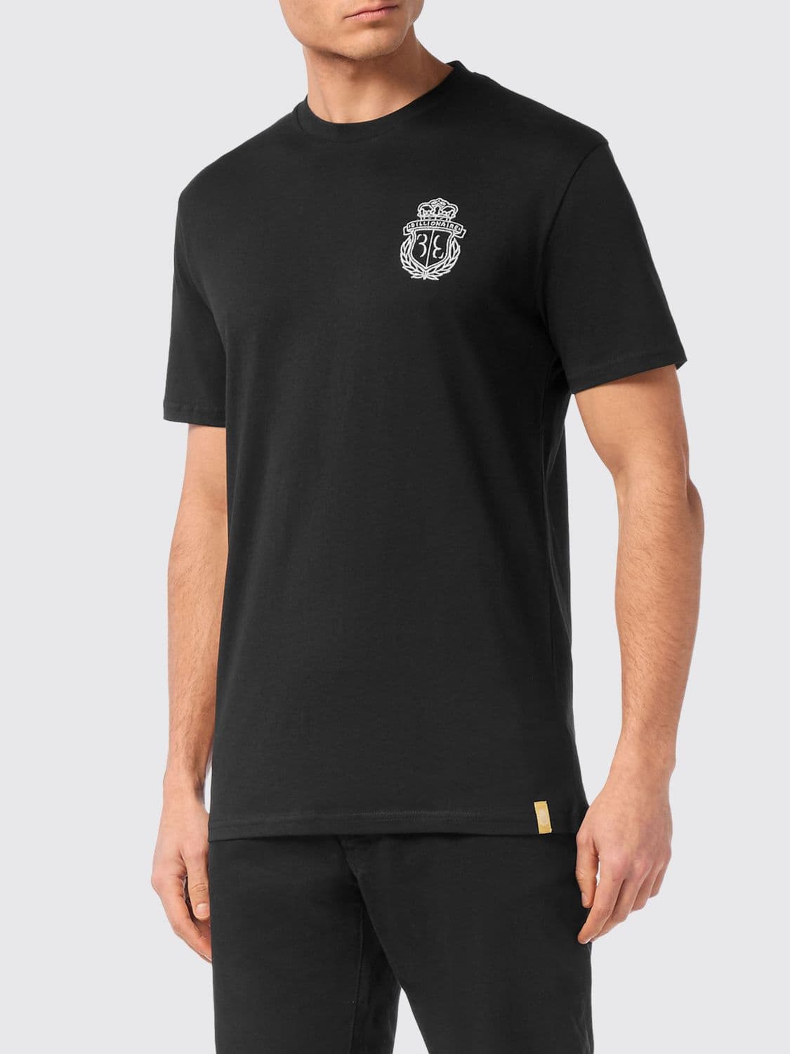 Billionaire Slim Fit Cotton T-Shirt with Embroidered Crest