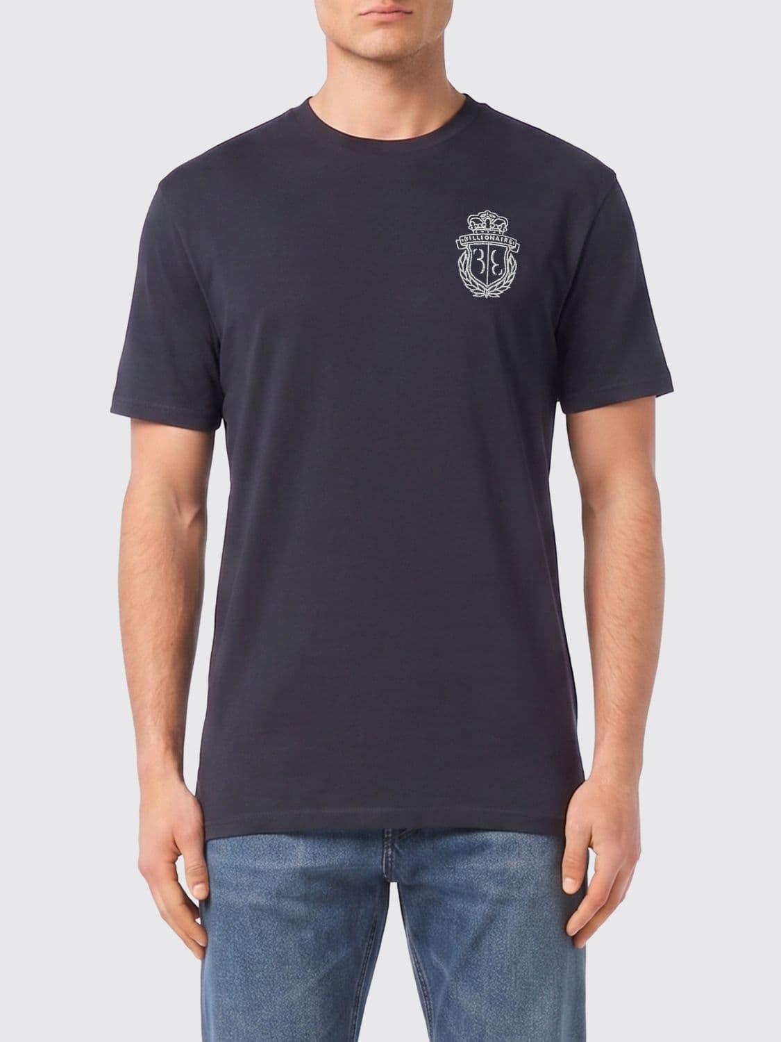 Billionaire Slim Fit Cotton T-Shirt with Embroidered Crest