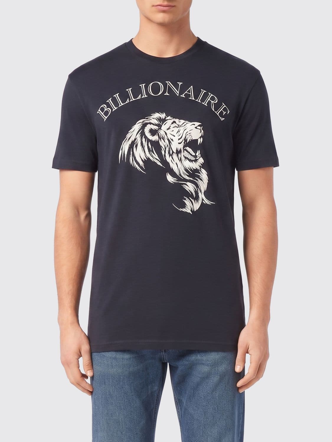 Billionaire Slim Fit Cotton T-Shirt with Contrast Graphic Logo