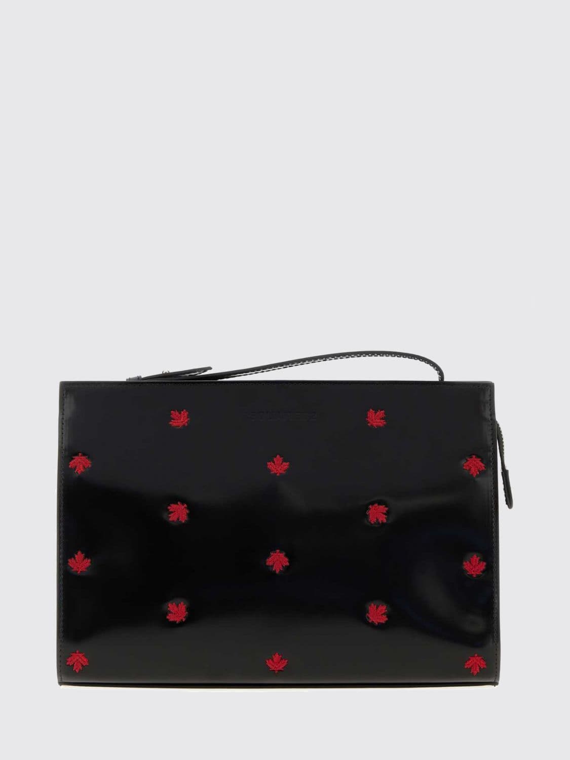 Dsquared2 Patent Leather Document Holder Pouch with Embroidered Logo