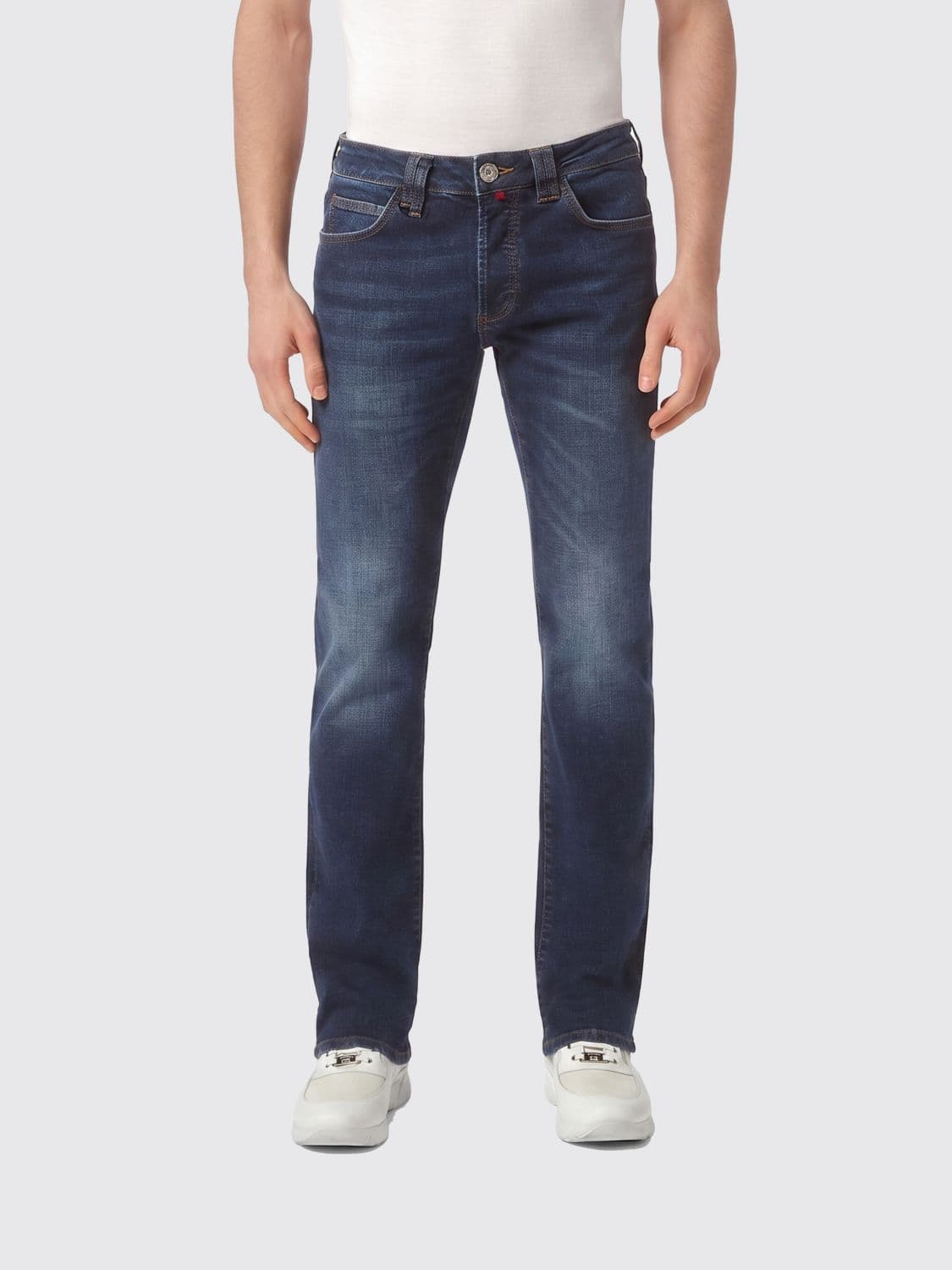 Billionaire Skinny Fit Cotton Denim Jeans with Embroidered Rear Logo