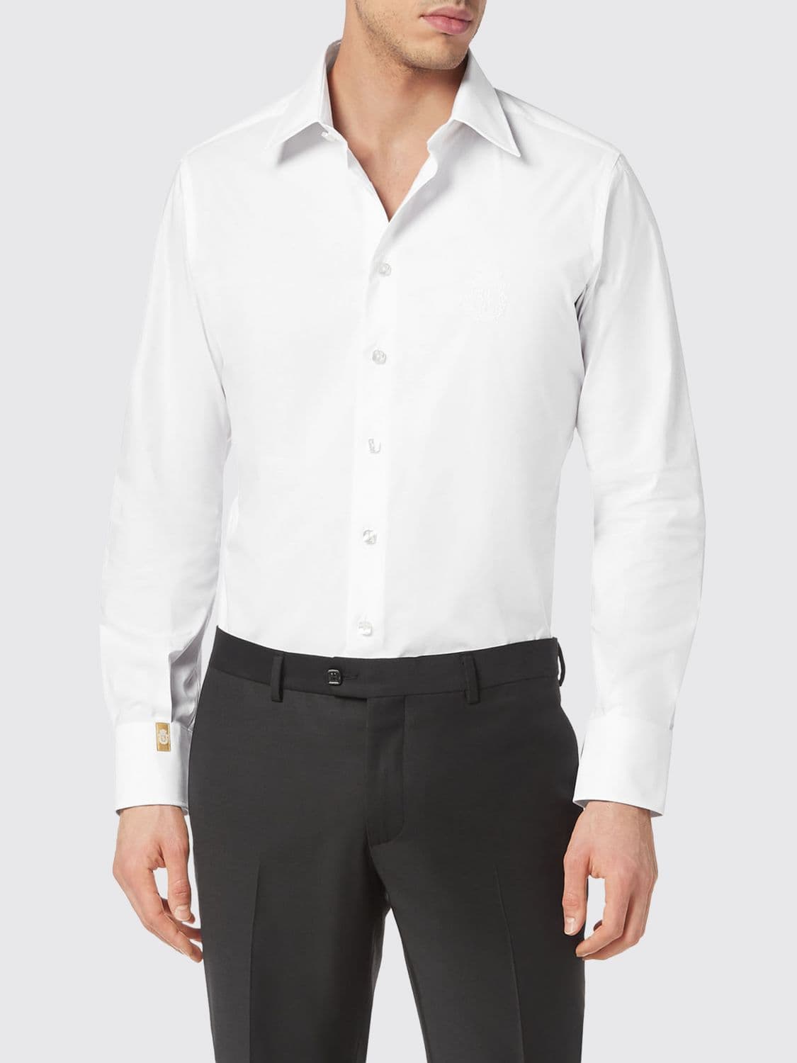 Billionaire Slim Fit Cotton Poplin Shirt with French Collar and Long Sleeves