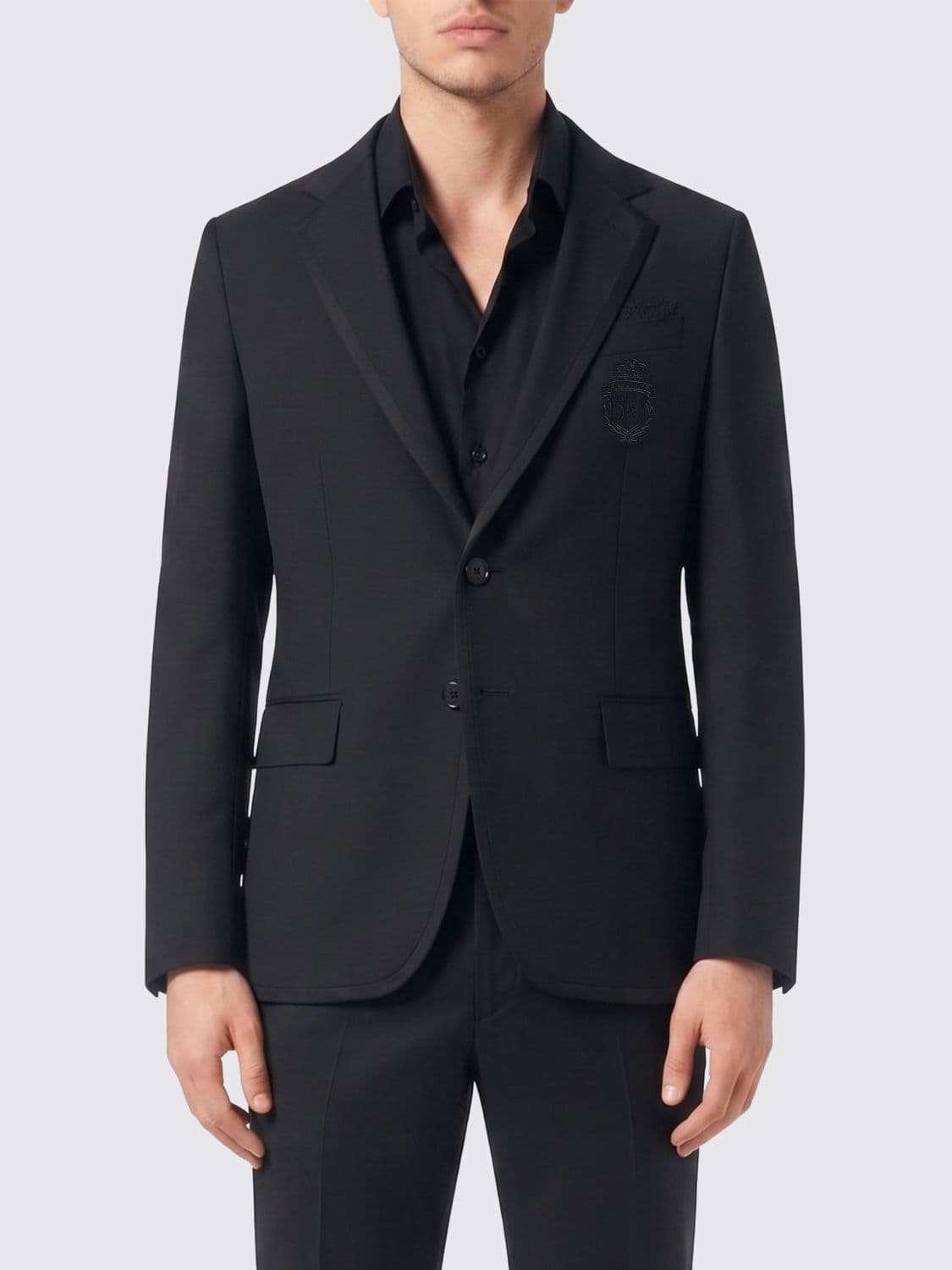 Billionaire Elegant Single-Breasted Wool Blend Blazer with Two-Button Closure