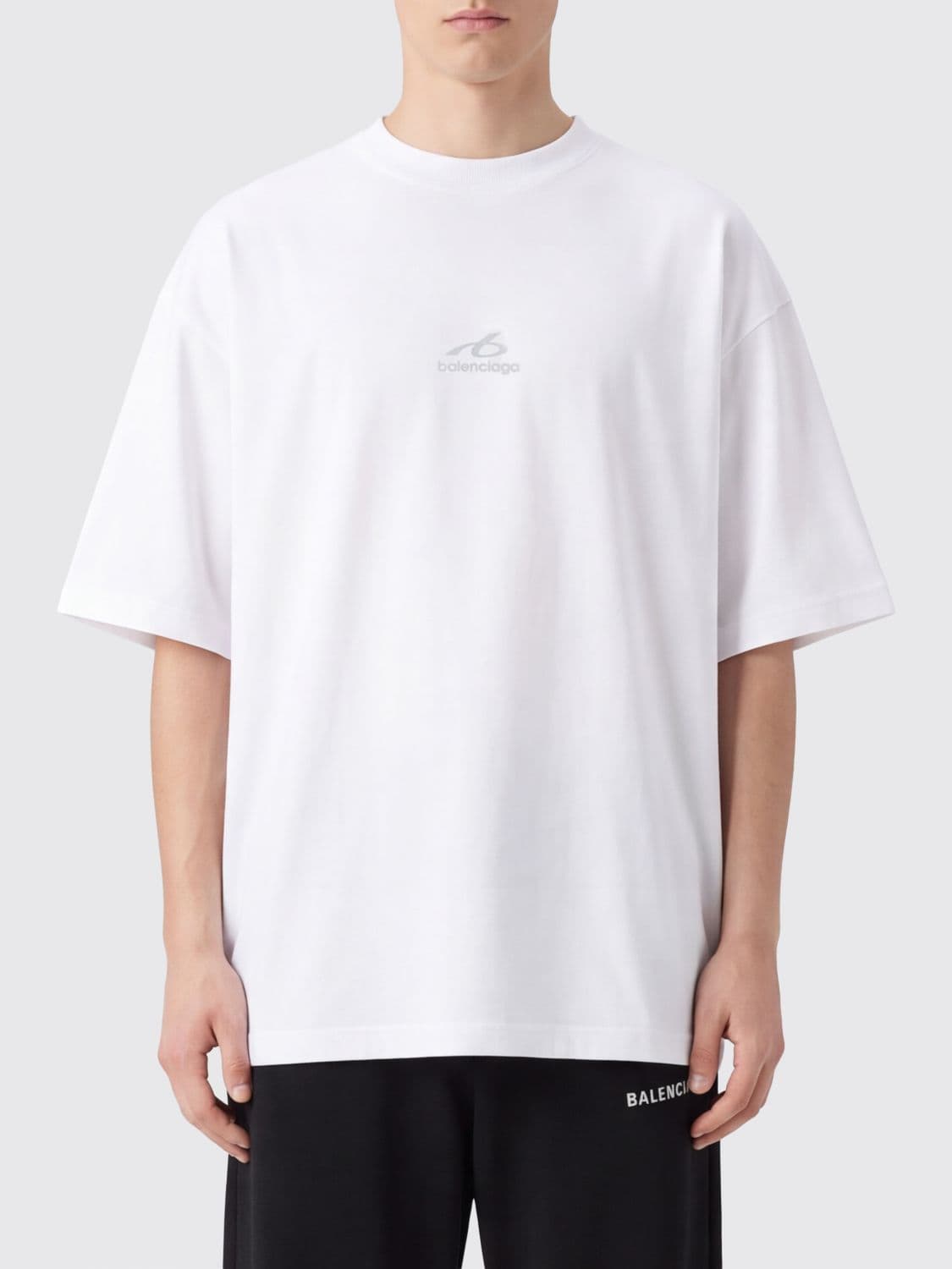 Balenciaga Cotton T-Shirt with Contrasting Monogram Logo Print