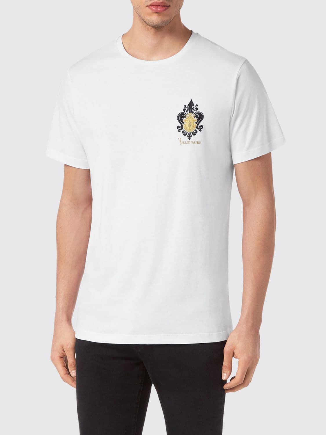 Billionaire Slim Fit Cotton T-Shirt with Contrast Embroidered Shield