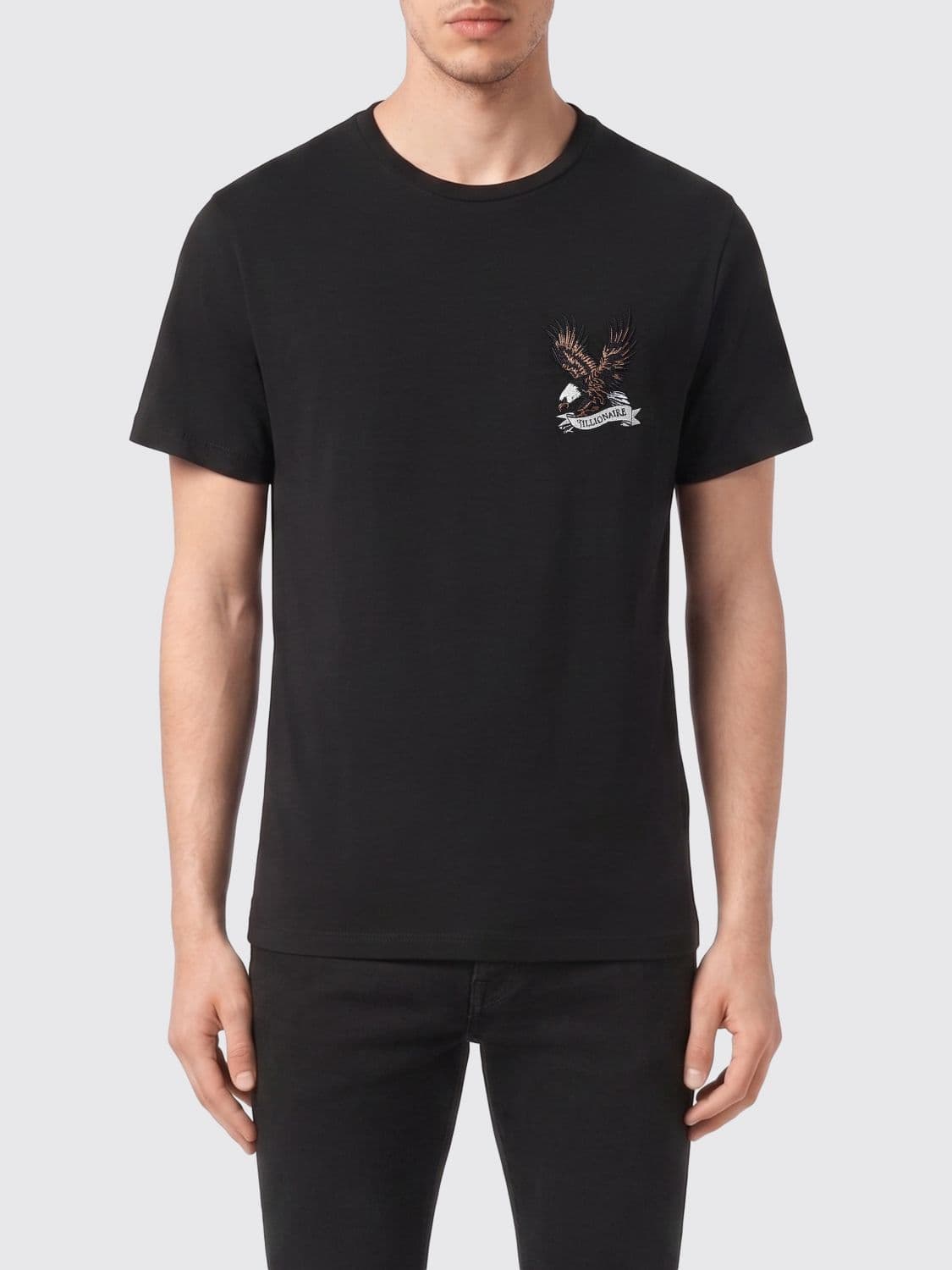 Billionaire Slim Fit Cotton T-Shirt with Contrast Embroidered Logo · S